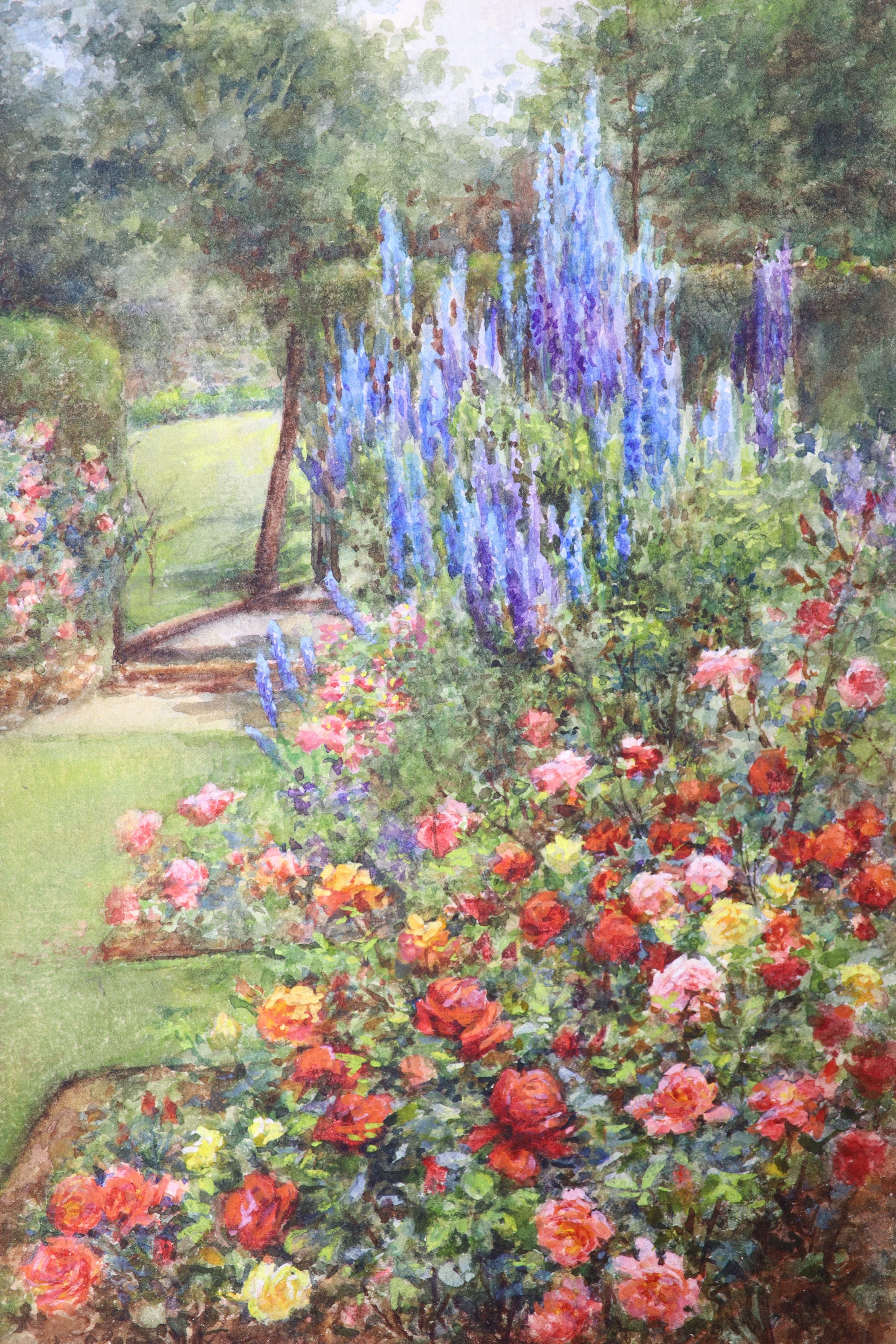 Annie Louise Pressland (1862-1933), watercolour, a group of four small garden studies